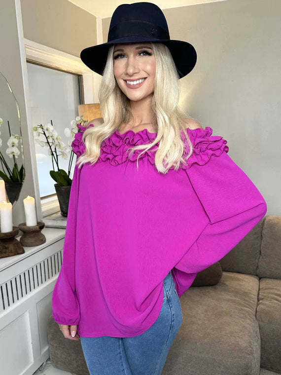 Chili - Finaste plus size tunikan med volanger i halsringningen (bestseller)